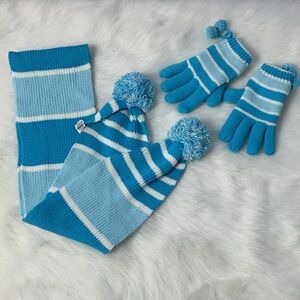The Children's Place Aqua and White Winter Scarf Set